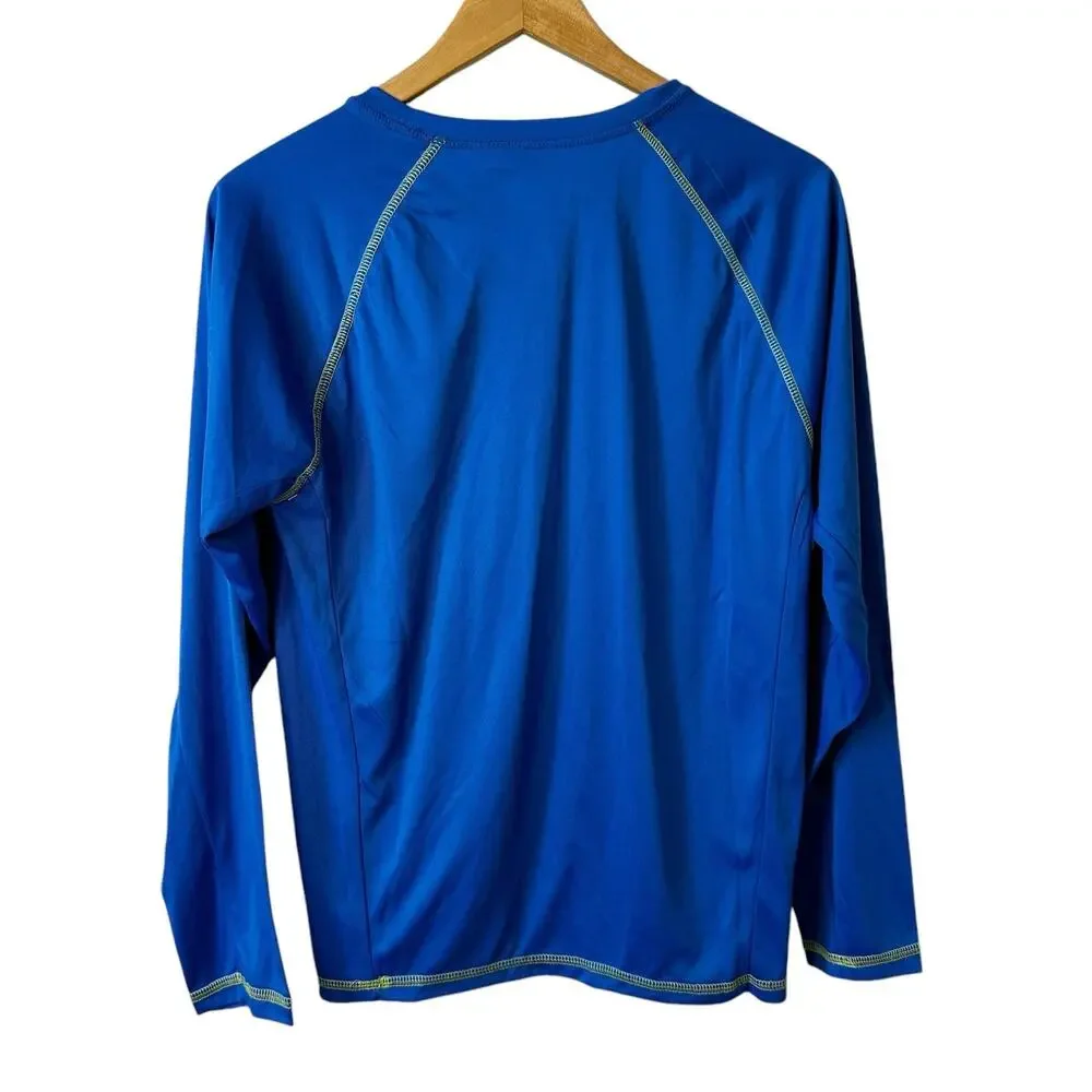 Beach Bros Mens UPF 50+ Long Sleeve Rash Guard Blue Small Swimwear Vacation New